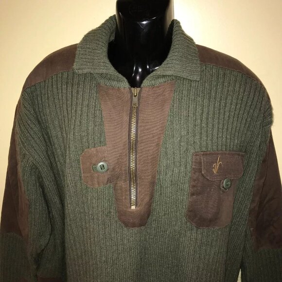 Men's Vintage Avery Heritage Cache River Oil Cloth 1/2 Zip Wool Sweater - Picture 3 of 16